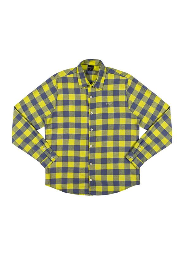 Outlet - Camisa Xadrez Casual Masculino Amarelo