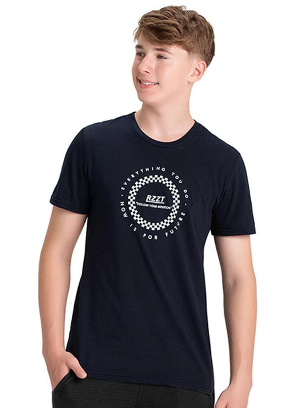 Rezzato - Camiseta com Estampa Circular Masculino Azul