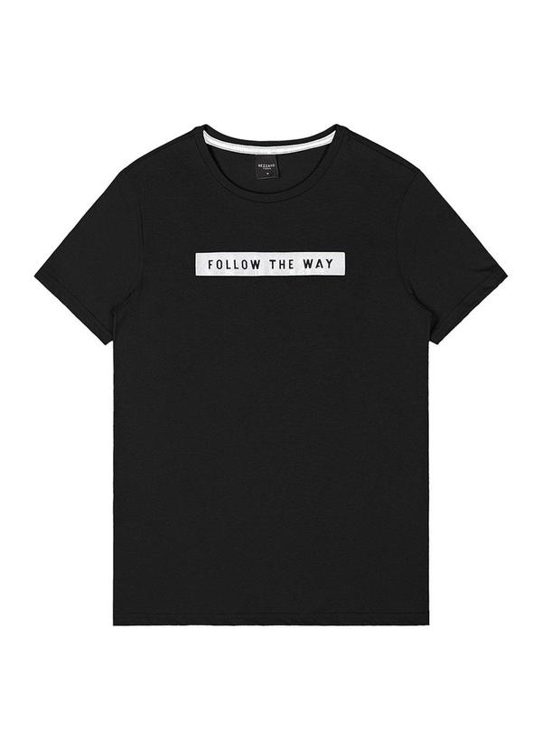 Rezzato - Camiseta com Faixa Estampada Teen Preto