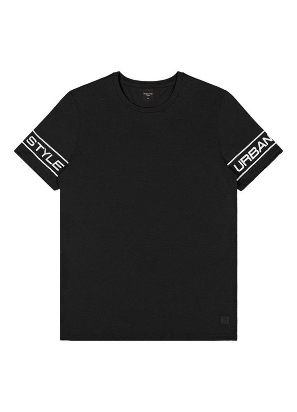 Rezzato - Camiseta com Mangas Estampadas Teen Preto