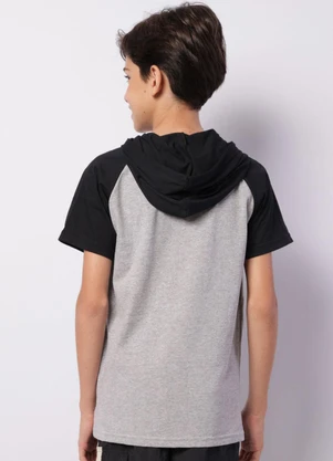 Torra - Camiseta Juvenil com Capuz Manga Curta Cinza - TORRA