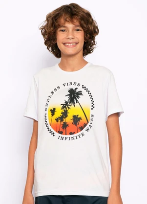 Torra - Camiseta Juvenil Estampa Tropical Branca - TORRA