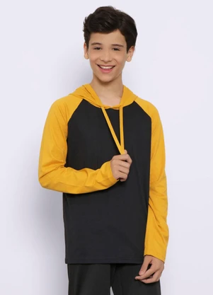 Torra - Camiseta Juvenil Manga Longa com Capuz Preta - TORRA
