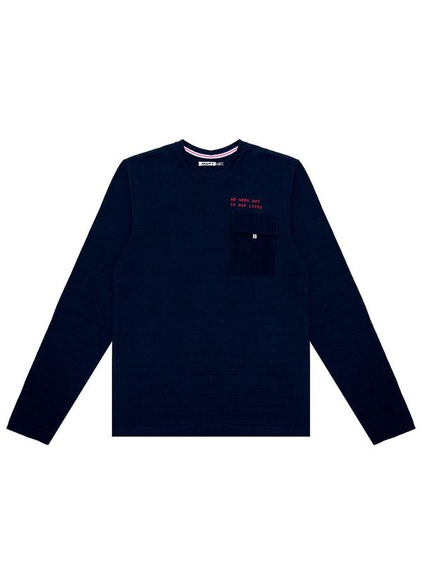 Minty - Camiseta Juvenil Manga Longa em Meia Malha Azul