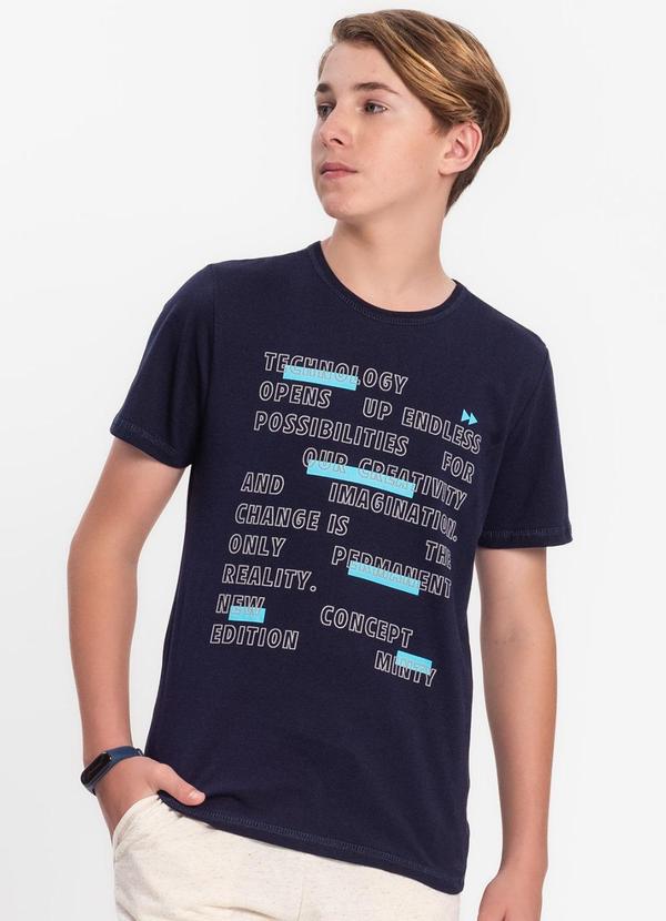 Minty - Camiseta Juvenil Masculina em Meia Malha Azul