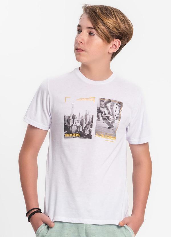 Minty - Camiseta Juvenil Masculina em Meia Malha Branco