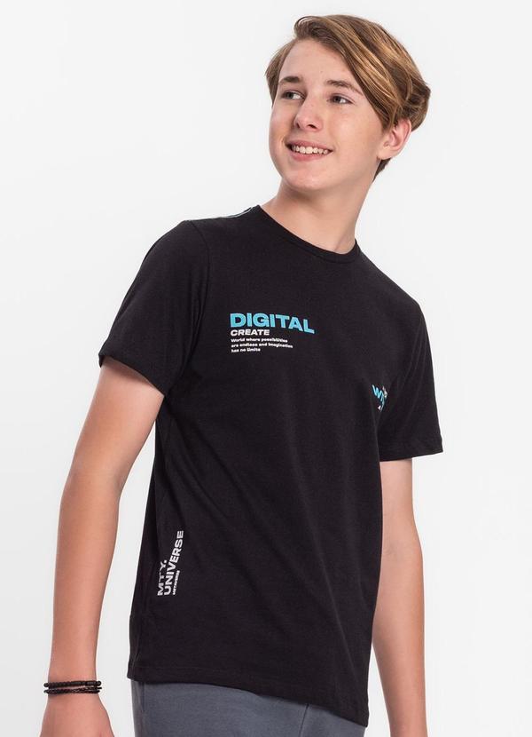 Minty - Camiseta Juvenil Masculina em Meia Malha Preto