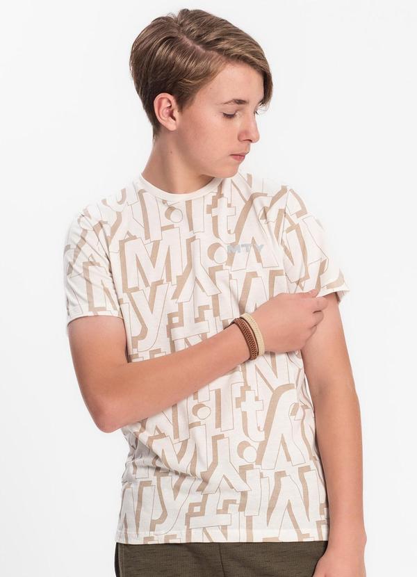 Minty - Camiseta Juvenil Masculina Estampada Bege