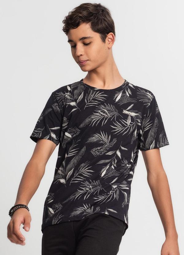 Minty - Camiseta Juvenil Masculina Estampada Preto