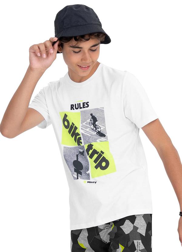 Minty - Camiseta Juvenil Masculina Meia Malha Branco