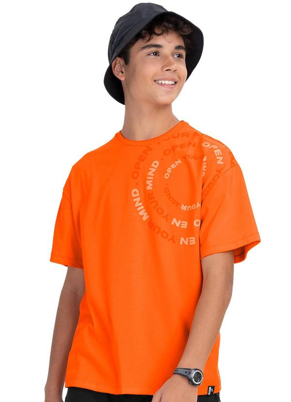 Minty - Camiseta Juvenil Oversized em Meia Malha Laranja