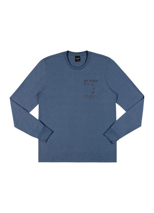 Rezzato - Camiseta Manga Longa Estampa Minimalista Azul