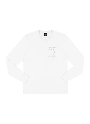 Outlet - Camiseta Manga Longa Estampa Minimalista Branco - OUTLET