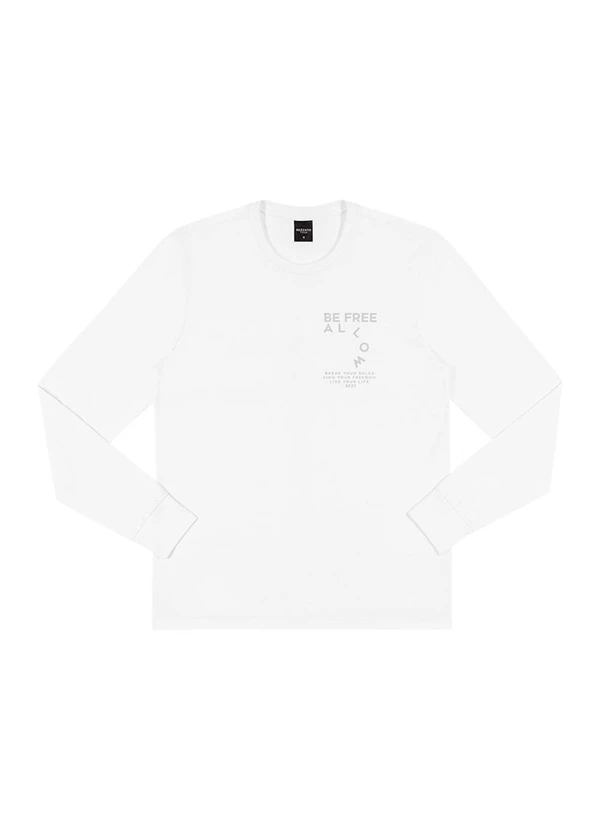 Outlet - Camiseta Manga Longa Estampa Minimalista Branco