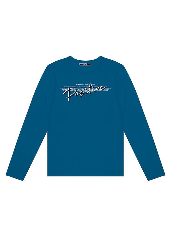 Minty - Camiseta Manga Longa Juvenil em Meia Malha Azul