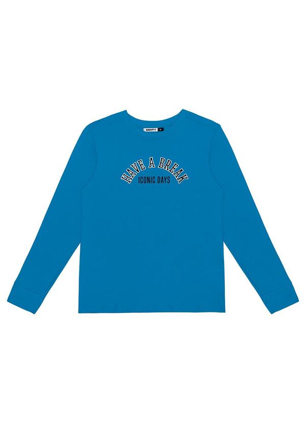 Minty - Camiseta Manga Longa Juvenil em Meia Malha Azul