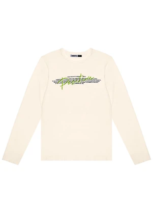 Minty - Camiseta Manga Longa Juvenil em Meia Malha Bege - MINTY