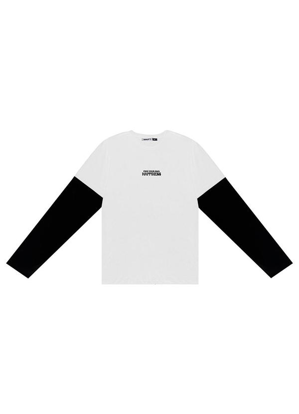 Minty - Camiseta Manga Longa Juvenil em Meia Malha Branco