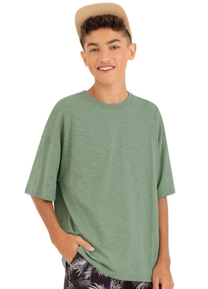 Malwee Kids - Camiseta Oversized Bever Look Back Teen Verde Mus - MALWEE KIDS