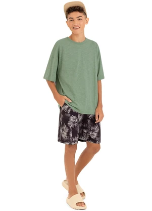 Malwee Kids - Camiseta Oversized Bever Look Back Teen Verde Mus - MALWEE KIDS
