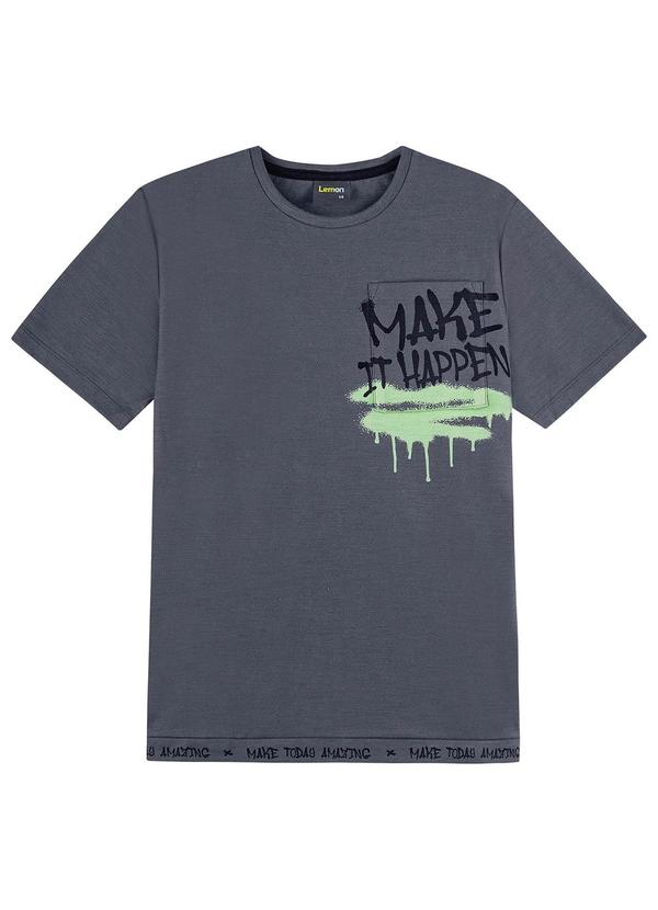 Lemon - Camiseta Teen Masculina Meia Malha Cinza 3