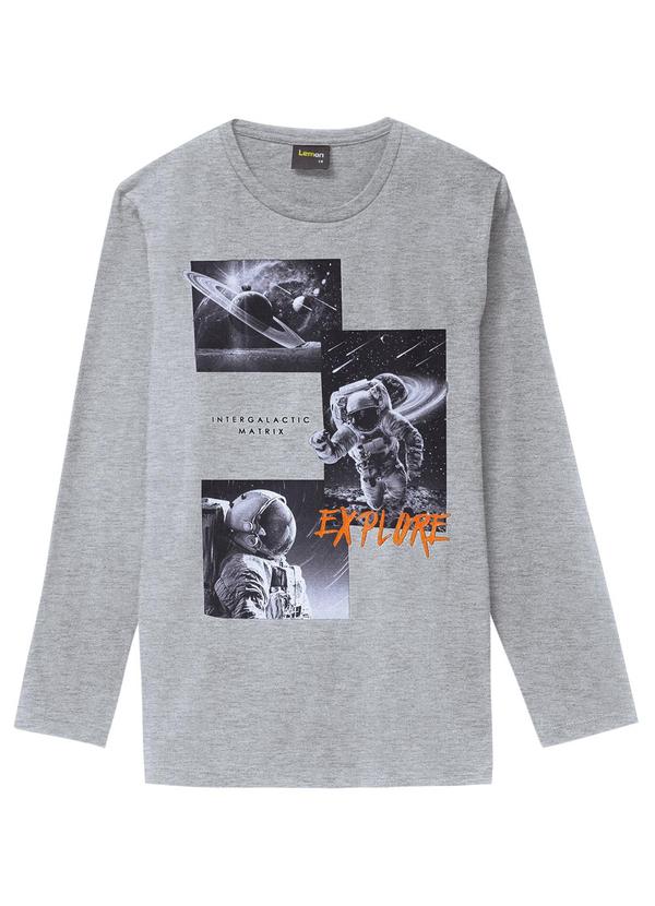 Lemon - Camiseta Teen Menino Manga Longa Cinza