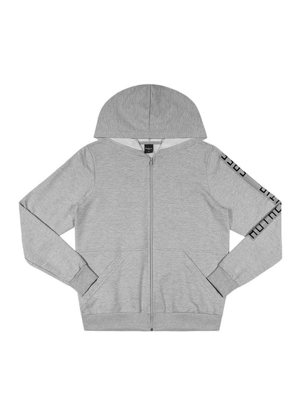 Rezzato - Jaqueta Moletom Estampada Manga Masculino Cinza