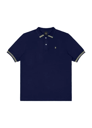 Outlet - Polo Gola Contrastante Teen Masculino Azul - OUTLET