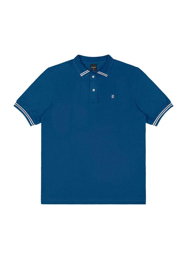 Rezzato - Polo Gola Contrastante Teen Masculino Azul