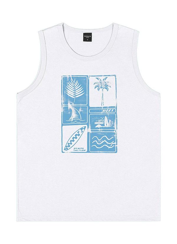 Rezzato - Regata Estampa Tropical Teen Masculino Branco