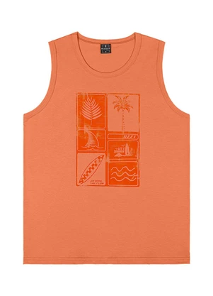 Outlet - Regata Estampa Tropical Teen Masculino Laranja - OUTLET