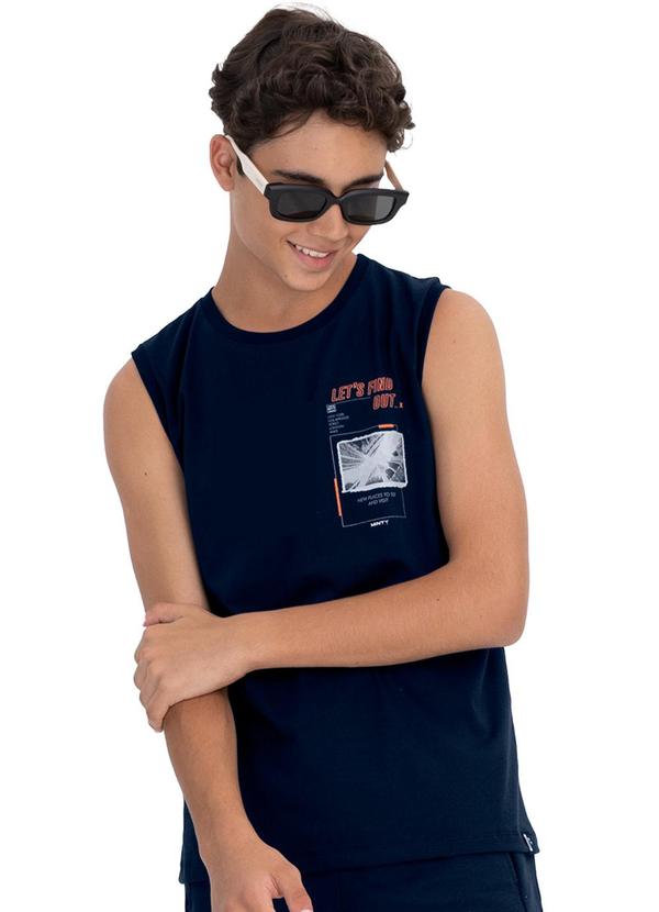 Minty - Regata Juvenil Menino em Meia Malha Azul