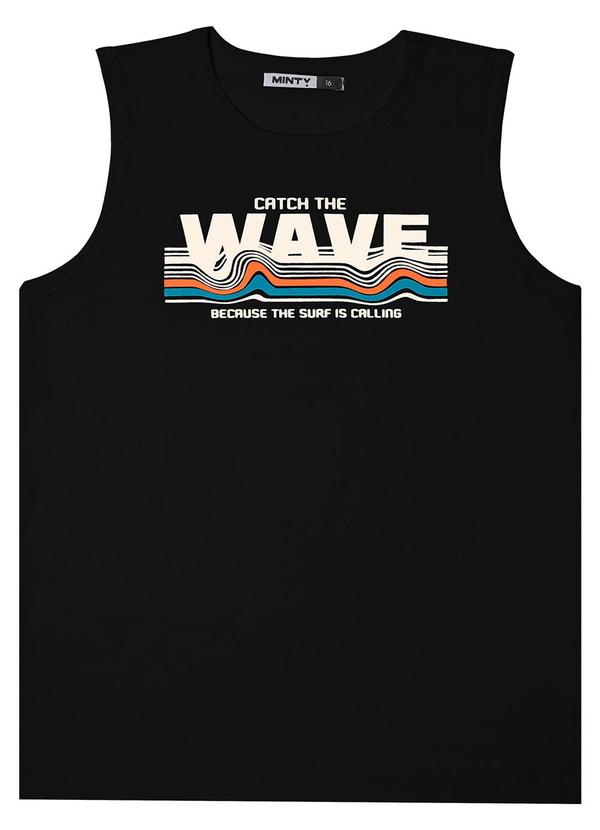 Minty - Regata Juvenil Menino em Meia Malha Preto