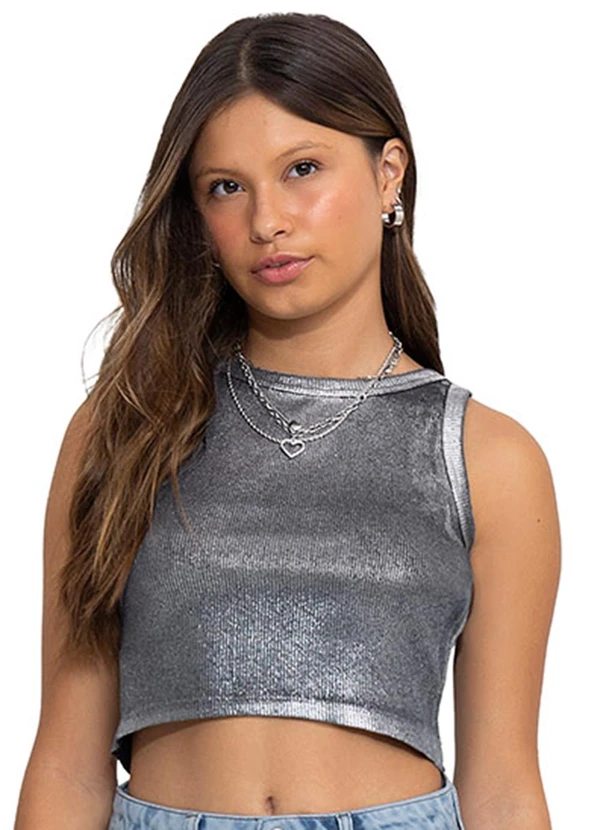 Kyly - Top Infantil Menina Brilho Preto