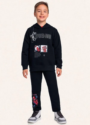 Fakini Kids - Blusão C/Capuz Spider-Man Preto - FAKINI KIDS