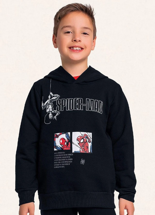 Fakini Kids - Blusão C/Capuz Spider-Man Preto 3