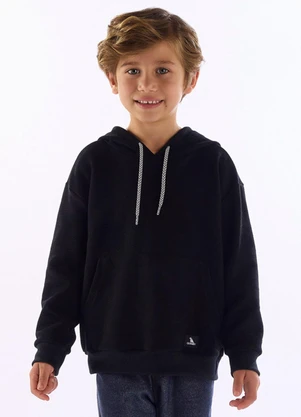 Quimby - Blusão Capuz e Bolso Canguru Preto - QUIMBY