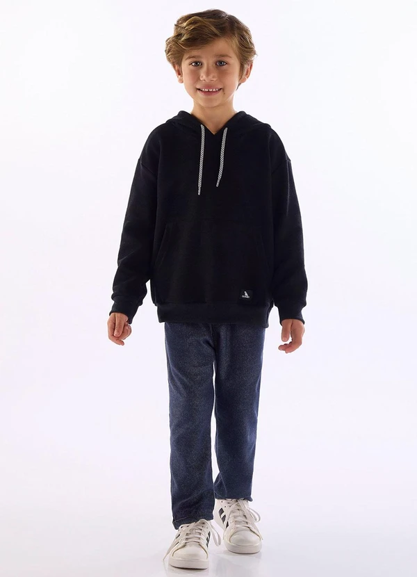 Quimby - Blusão Capuz e Bolso Canguru Preto 3