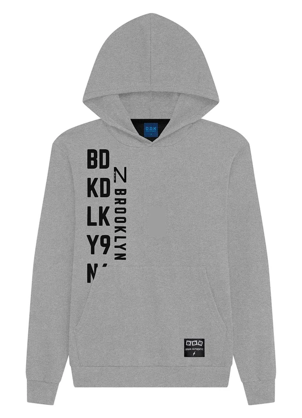 Ddk - Blusão com Capuz e Bolso em Moletom Cinza