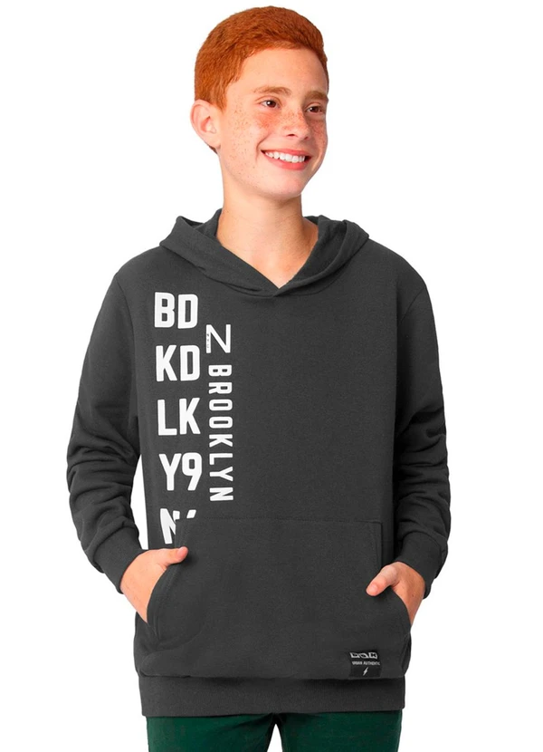 Ddk - Blusão com Capuz e Bolso em Moletom Cinza