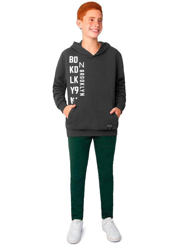 Ddk - Blusão com Capuz e Bolso em Moletom Cinza 2