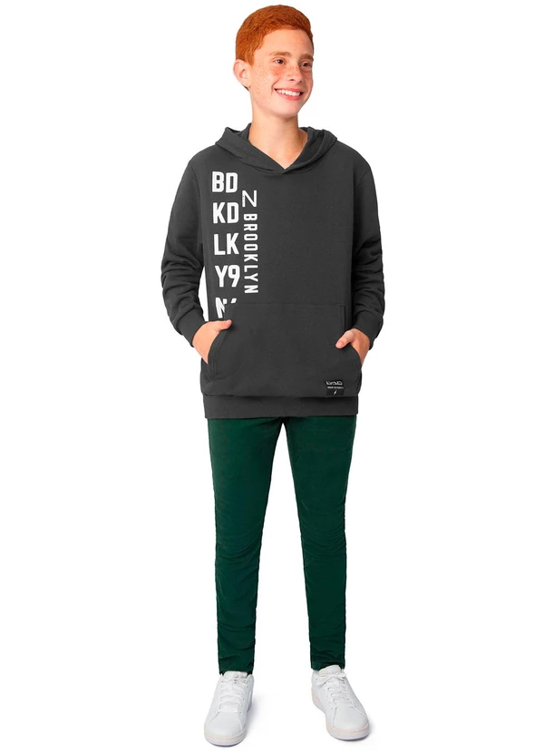 Ddk - Blusão com Capuz e Bolso em Moletom Cinza 2