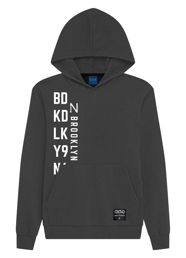 Ddk - Blusão com Capuz e Bolso em Moletom Cinza 3