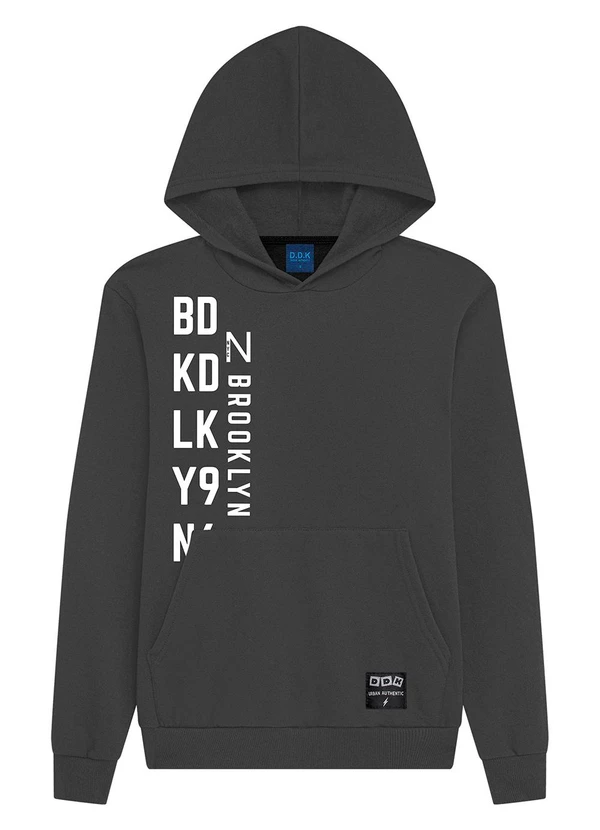 Ddk - Blusão com Capuz e Bolso em Moletom Cinza 3