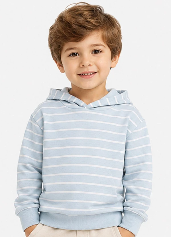 Select - Blusão com Capuz Infantil Listrado Azul