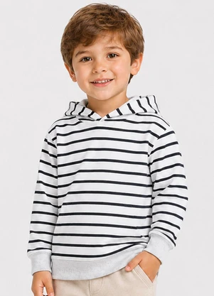 Select - Blusão com Capuz Infantil Listrado Azul - SELECT