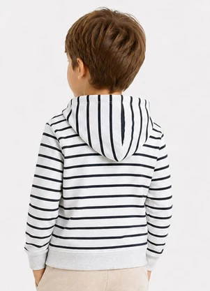 Select - Blusão com Capuz Infantil Listrado Azul - SELECT