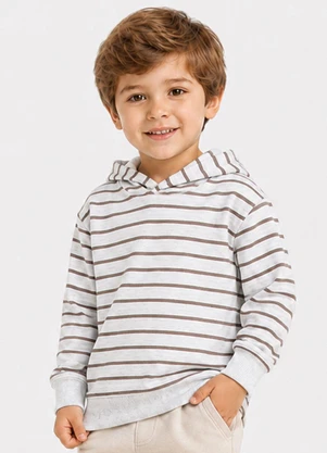 Select - Blusão com Capuz Infantil Listrado Marrom - SELECT