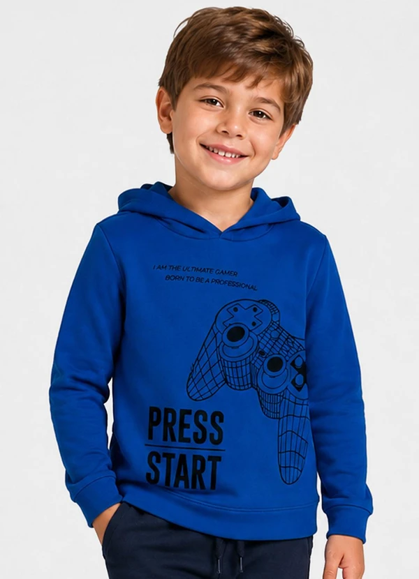 Select - Blusão com Capuz Infantil Masculino Estampa Azul
