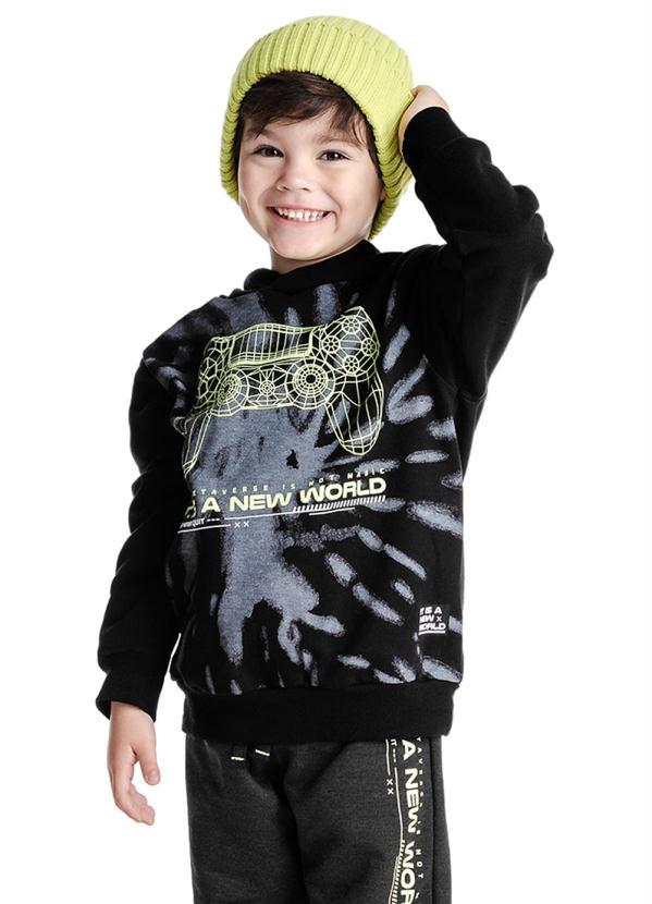 Rovi Kids - Blusão com Capuz Infantil New World Preto